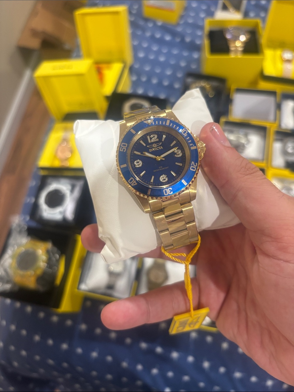 Invicta Gold and Blue Stainless Steel Dive Watch